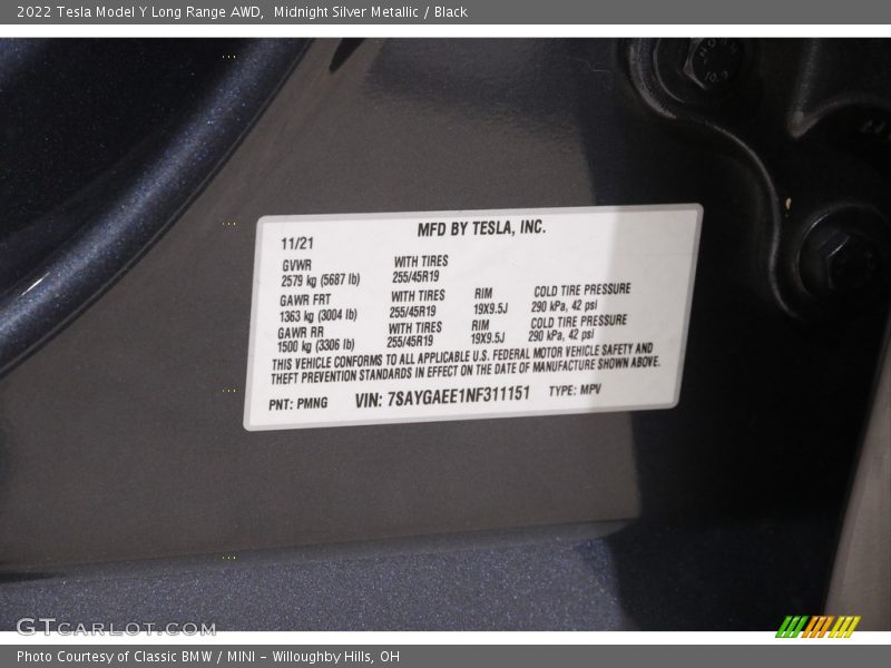Midnight Silver Metallic / Black 2022 Tesla Model Y Long Range AWD