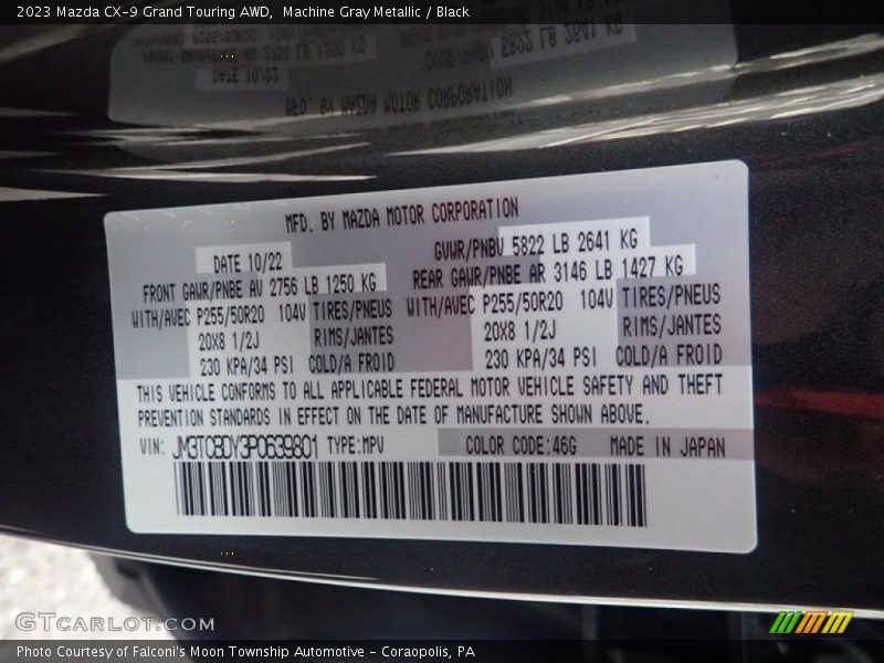Machine Gray Metallic / Black 2023 Mazda CX-9 Grand Touring AWD