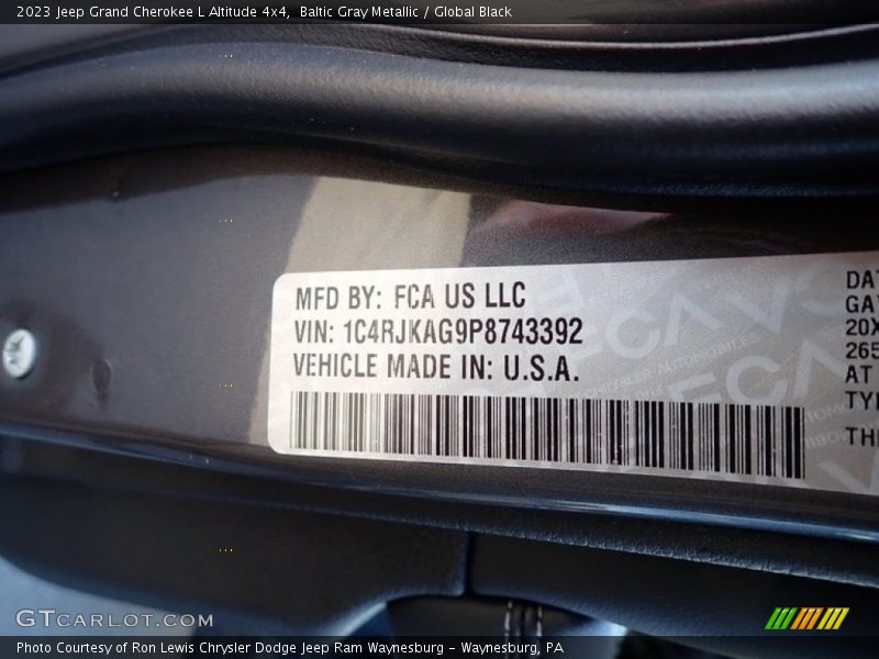 Baltic Gray Metallic / Global Black 2023 Jeep Grand Cherokee L Altitude 4x4