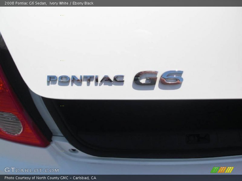 Ivory White / Ebony Black 2008 Pontiac G6 Sedan