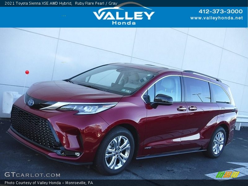 Ruby Flare Pearl / Gray 2021 Toyota Sienna XSE AWD Hybrid