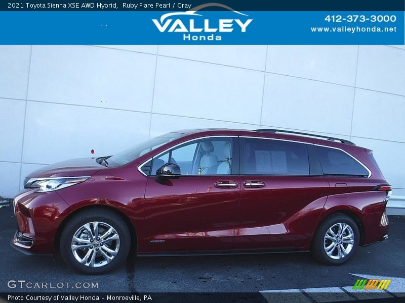 Ruby Flare Pearl / Gray 2021 Toyota Sienna XSE AWD Hybrid