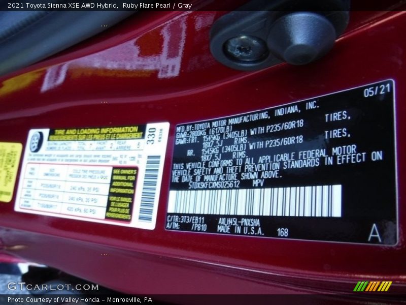 Ruby Flare Pearl / Gray 2021 Toyota Sienna XSE AWD Hybrid