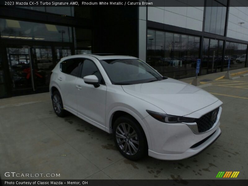 Rhodium White Metallic / Caturra Brown 2023 Mazda CX-5 Turbo Signature AWD