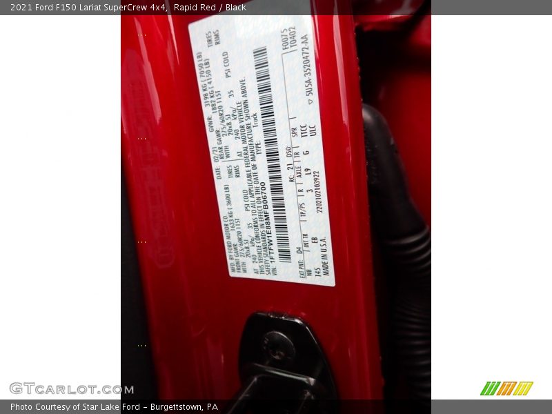 Rapid Red / Black 2021 Ford F150 Lariat SuperCrew 4x4