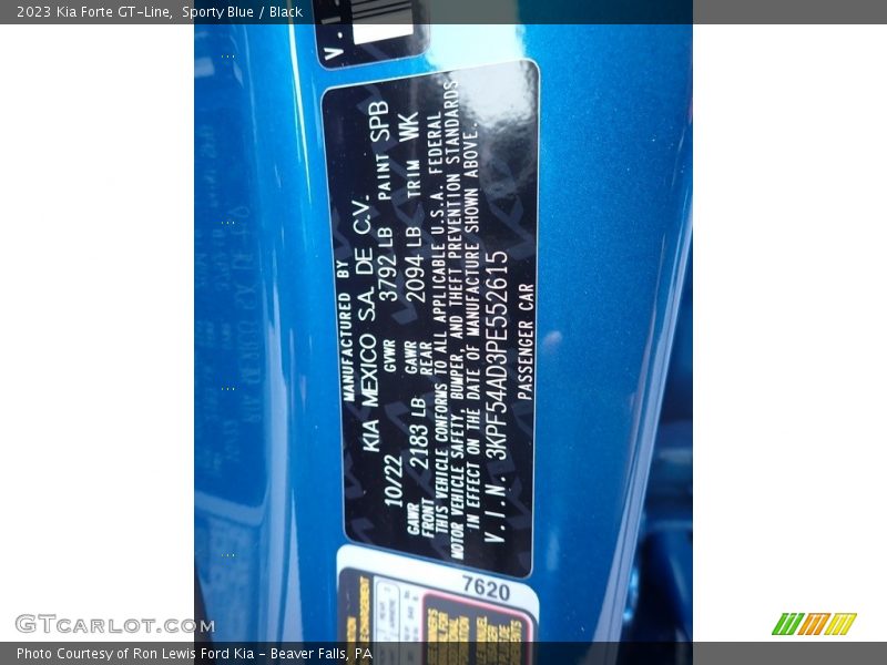 Sporty Blue / Black 2023 Kia Forte GT-Line