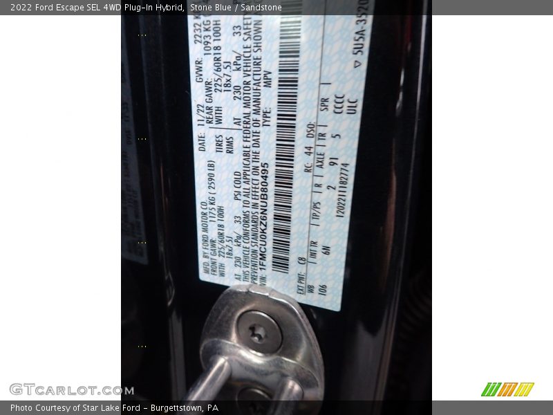 2022 Escape SEL 4WD Plug-In Hybrid Stone Blue Color Code C8