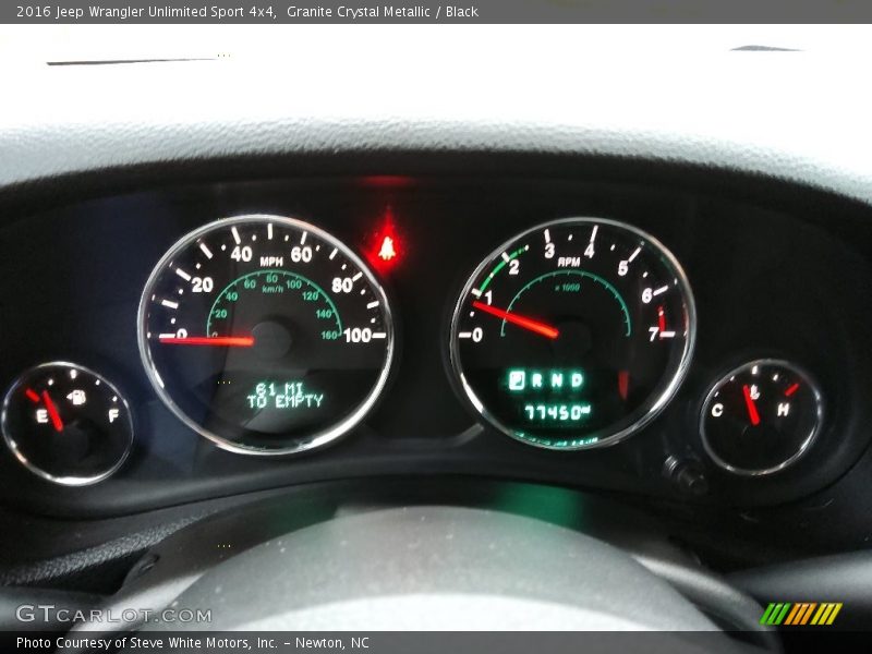Granite Crystal Metallic / Black 2016 Jeep Wrangler Unlimited Sport 4x4