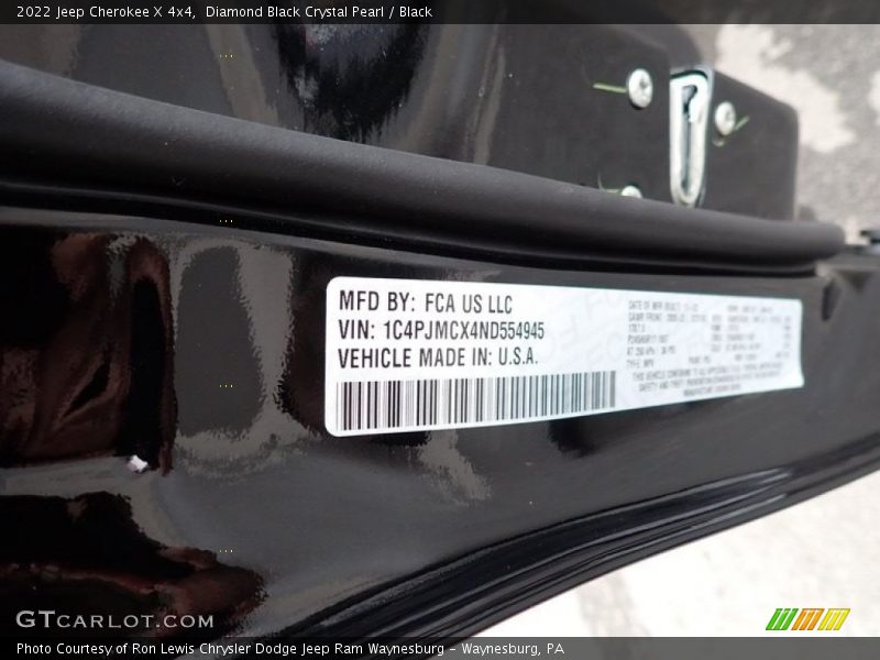 Diamond Black Crystal Pearl / Black 2022 Jeep Cherokee X 4x4