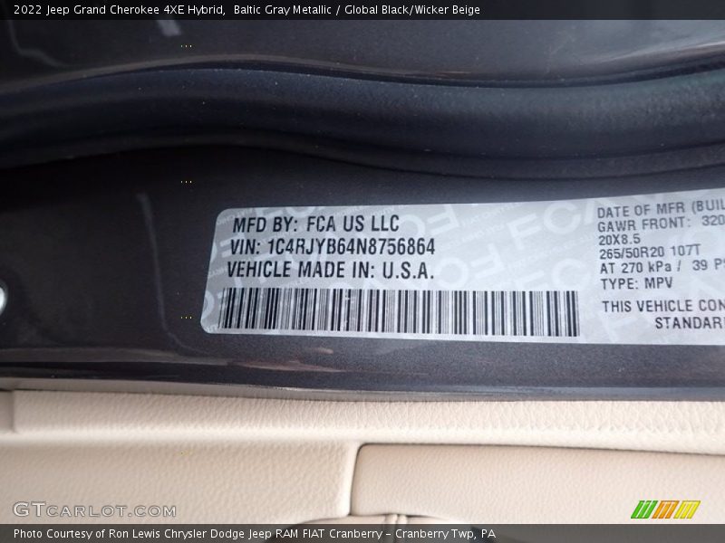 Baltic Gray Metallic / Global Black/Wicker Beige 2022 Jeep Grand Cherokee 4XE Hybrid