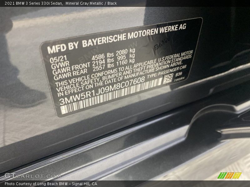 Mineral Gray Metallic / Black 2021 BMW 3 Series 330i Sedan