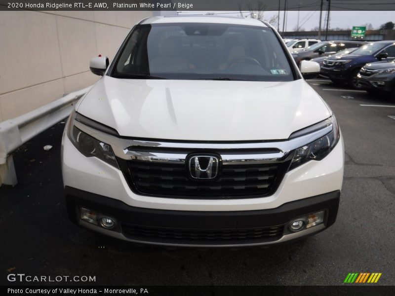 Platinum White Pearl / Beige 2020 Honda Ridgeline RTL-E AWD