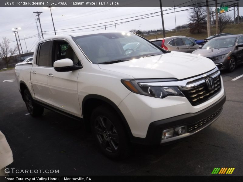 Platinum White Pearl / Beige 2020 Honda Ridgeline RTL-E AWD