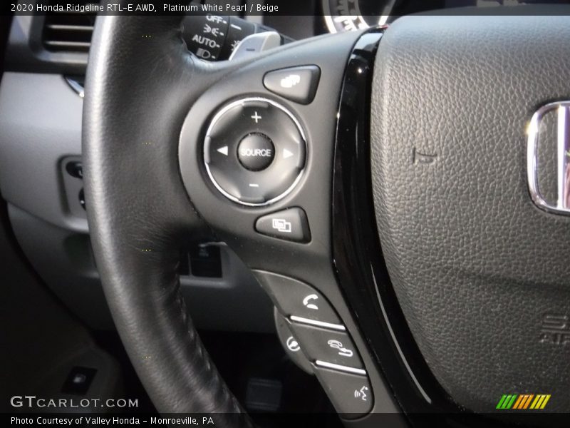 Platinum White Pearl / Beige 2020 Honda Ridgeline RTL-E AWD