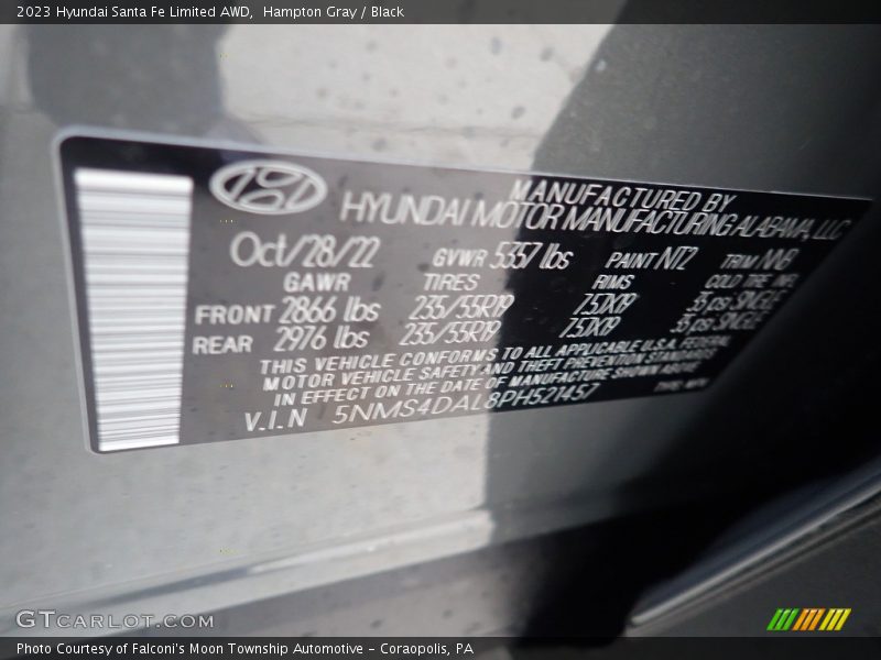 Hampton Gray / Black 2023 Hyundai Santa Fe Limited AWD
