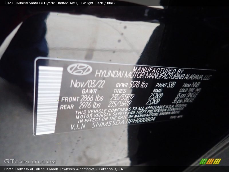 2023 Santa Fe Hybrid Limited AWD Twilight Black Color Code S3B