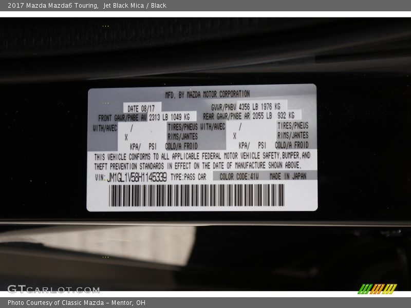 Jet Black Mica / Black 2017 Mazda Mazda6 Touring