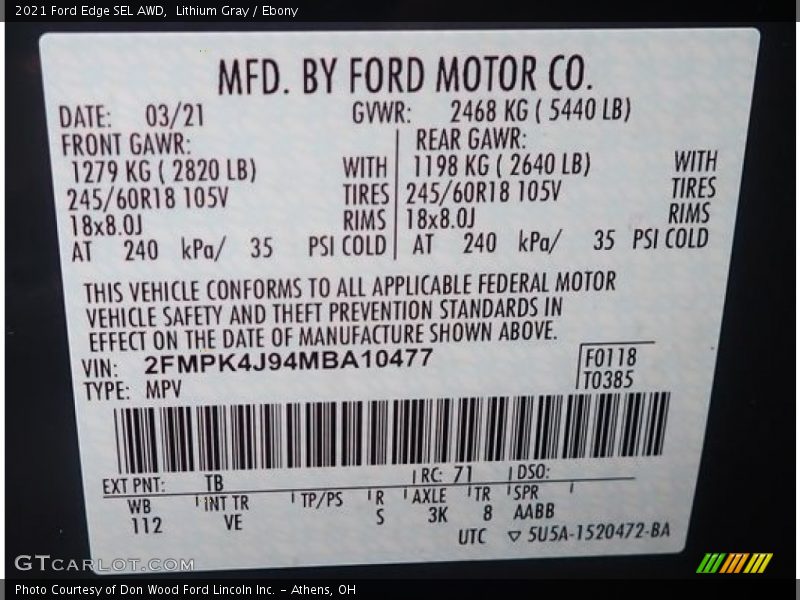 Lithium Gray / Ebony 2021 Ford Edge SEL AWD