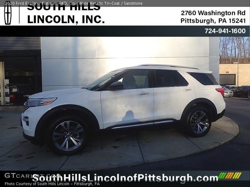 Star White Metallic Tri-Coat / Sandstone 2020 Ford Explorer Platinum 4WD