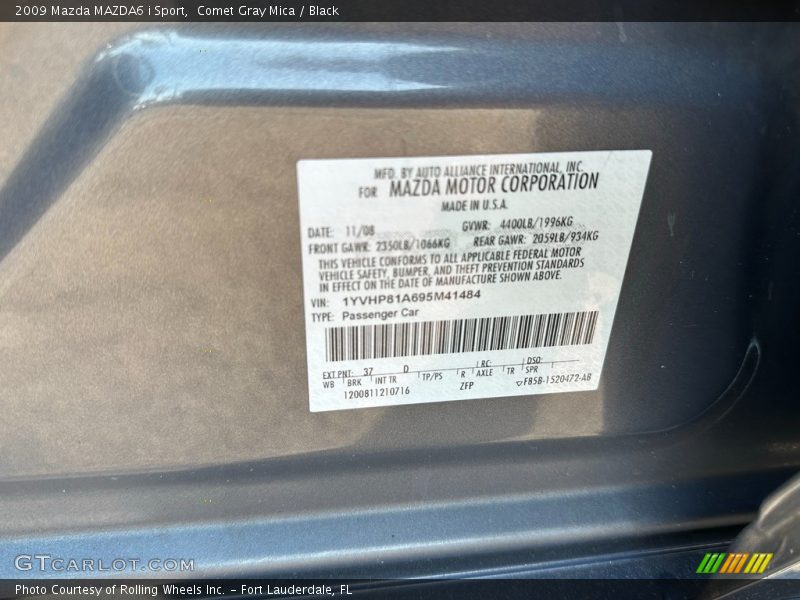 Comet Gray Mica / Black 2009 Mazda MAZDA6 i Sport