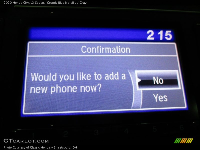 Cosmic Blue Metallic / Gray 2020 Honda Civic LX Sedan