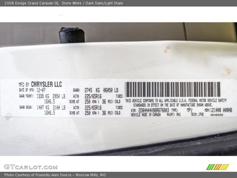 Stone White / Dark Slate/Light Shale 2008 Dodge Grand Caravan SE