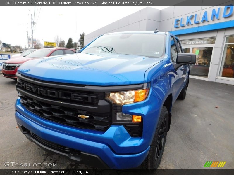 Glacier Blue Metallic / Jet Black 2023 Chevrolet Silverado 1500 Custom Crew Cab 4x4