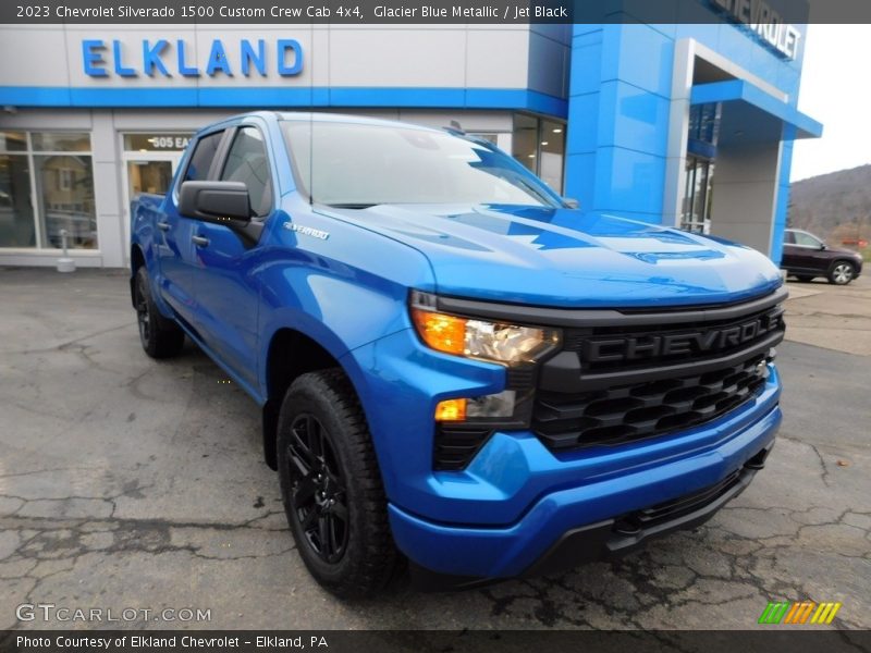 Glacier Blue Metallic / Jet Black 2023 Chevrolet Silverado 1500 Custom Crew Cab 4x4