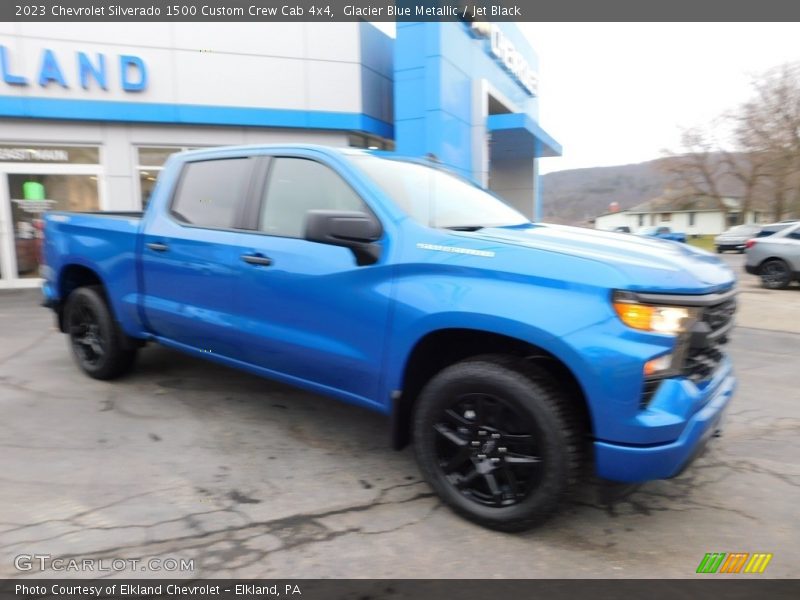 Glacier Blue Metallic / Jet Black 2023 Chevrolet Silverado 1500 Custom Crew Cab 4x4