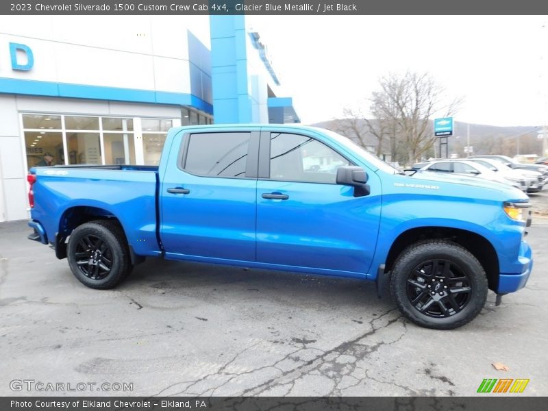 Glacier Blue Metallic / Jet Black 2023 Chevrolet Silverado 1500 Custom Crew Cab 4x4