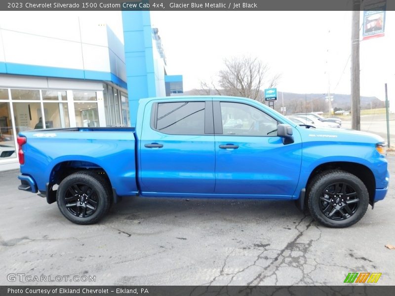 Glacier Blue Metallic / Jet Black 2023 Chevrolet Silverado 1500 Custom Crew Cab 4x4