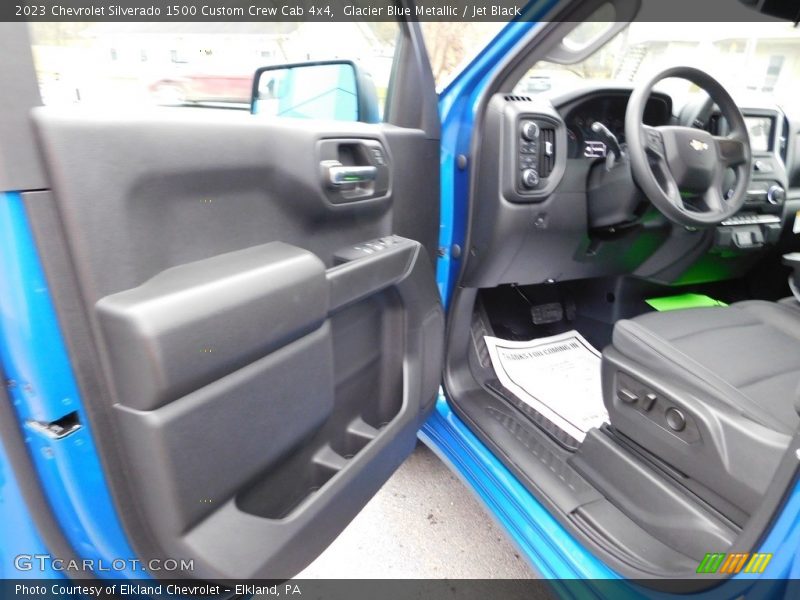 Glacier Blue Metallic / Jet Black 2023 Chevrolet Silverado 1500 Custom Crew Cab 4x4