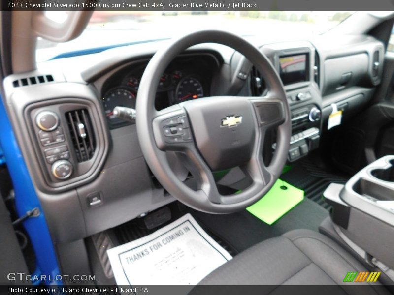 Glacier Blue Metallic / Jet Black 2023 Chevrolet Silverado 1500 Custom Crew Cab 4x4