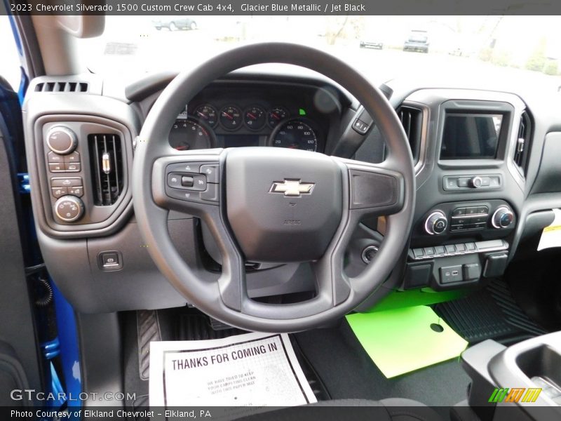 Glacier Blue Metallic / Jet Black 2023 Chevrolet Silverado 1500 Custom Crew Cab 4x4