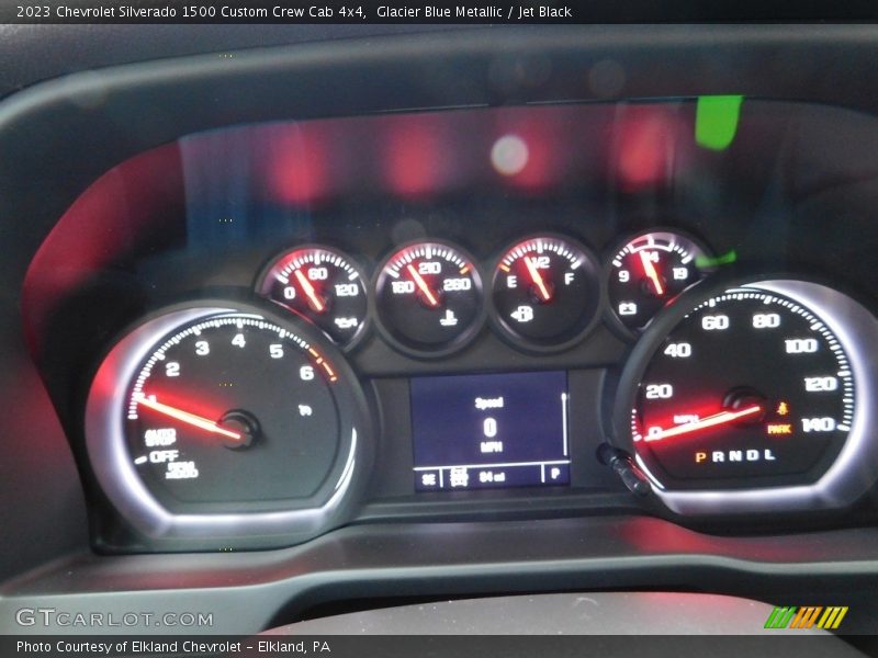 Glacier Blue Metallic / Jet Black 2023 Chevrolet Silverado 1500 Custom Crew Cab 4x4