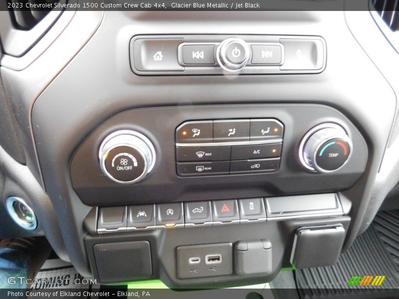 Glacier Blue Metallic / Jet Black 2023 Chevrolet Silverado 1500 Custom Crew Cab 4x4