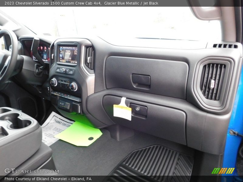 Glacier Blue Metallic / Jet Black 2023 Chevrolet Silverado 1500 Custom Crew Cab 4x4