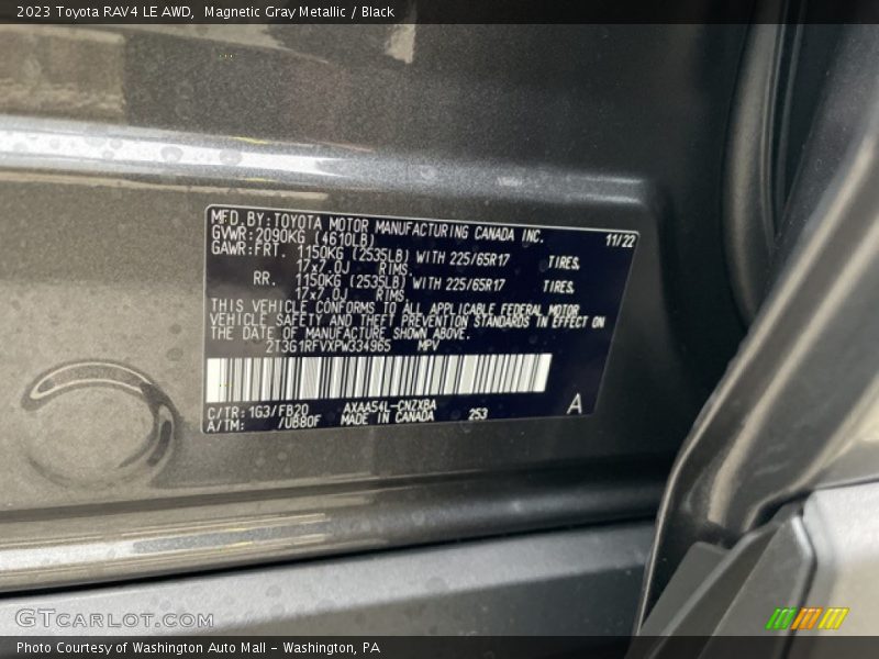 Magnetic Gray Metallic / Black 2023 Toyota RAV4 LE AWD