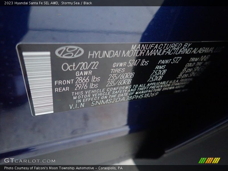 Stormy Sea / Black 2023 Hyundai Santa Fe SEL AWD