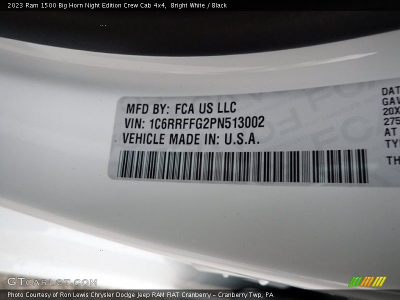 Bright White / Black 2023 Ram 1500 Big Horn Night Edition Crew Cab 4x4