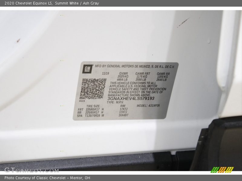 Summit White / Ash Gray 2020 Chevrolet Equinox LS