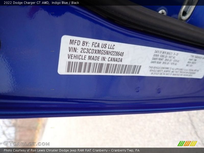 Indigo Blue / Black 2022 Dodge Charger GT AWD