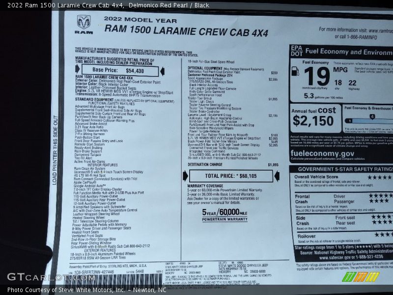  2022 1500 Laramie Crew Cab 4x4 Window Sticker