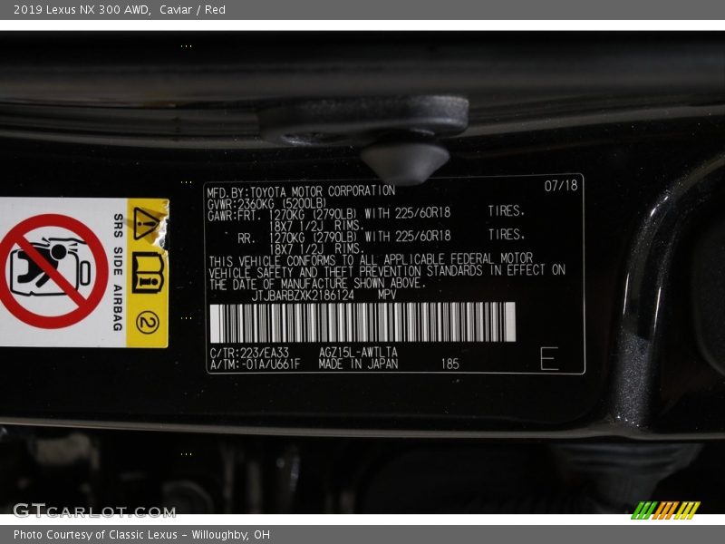 2019 NX 300 AWD Caviar Color Code 223