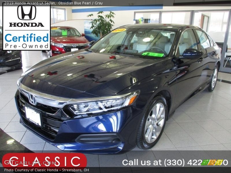 Obsidian Blue Pearl / Gray 2019 Honda Accord LX Sedan