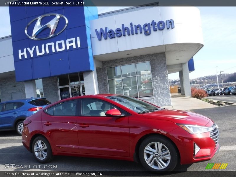 Scarlet Red / Beige 2019 Hyundai Elantra SEL