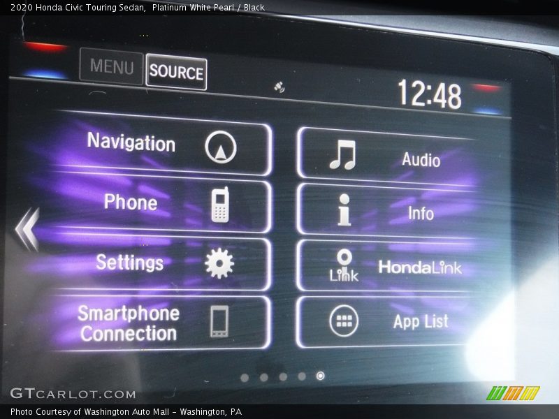 Platinum White Pearl / Black 2020 Honda Civic Touring Sedan