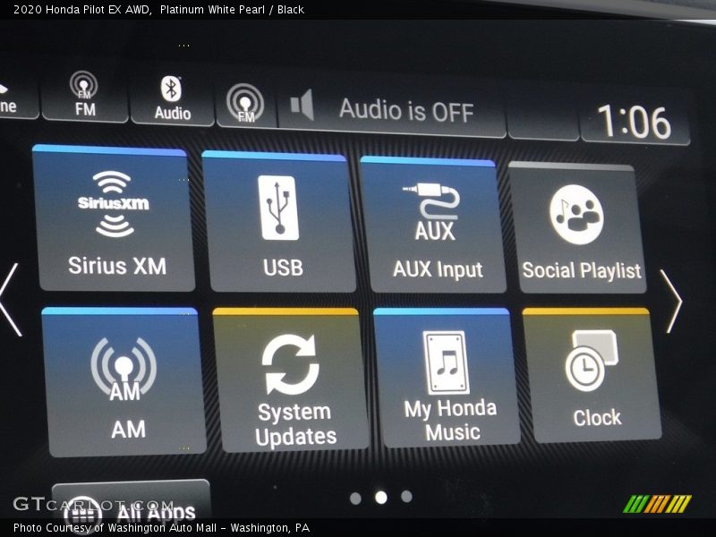 Platinum White Pearl / Black 2020 Honda Pilot EX AWD