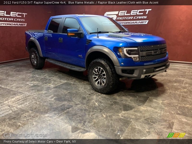 Blue Flame Metallic / Raptor Black Leather/Cloth with Blue Accent 2012 Ford F150 SVT Raptor SuperCrew 4x4