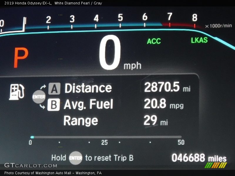 White Diamond Pearl / Gray 2019 Honda Odyssey EX-L